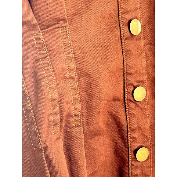 Petal And Pup Phoenix Mini Dress Brown Denim Cinched Long Sleeve Fall Size XL - Picture 14 of 15